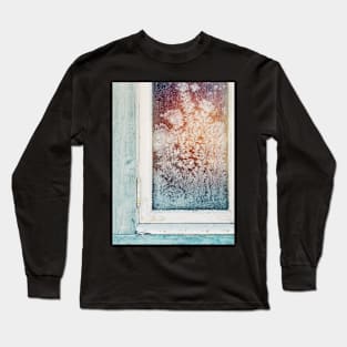 Wintertime - Closeup of Ice Crystals in Old Window Long Sleeve T-Shirt